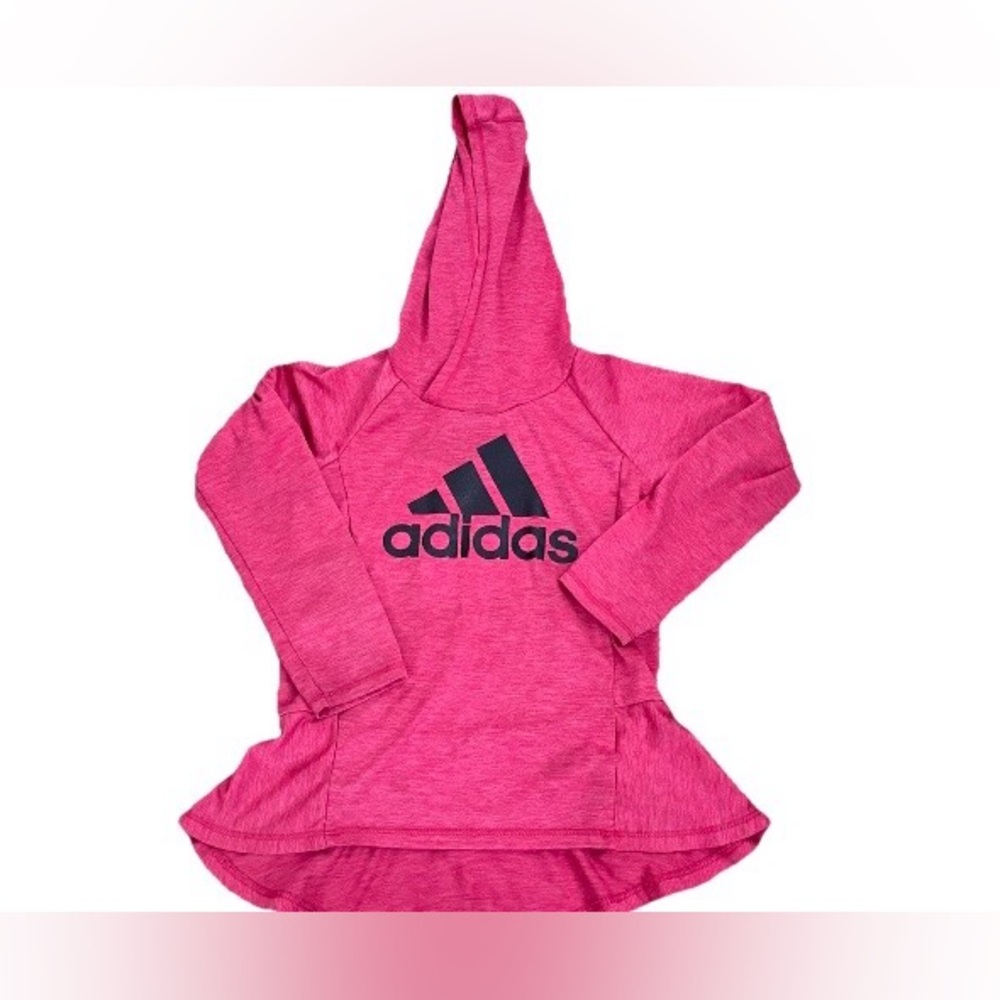 Adidas girls 4t pink long sleeve shirt ruffle hooded sporty athletic sparkle